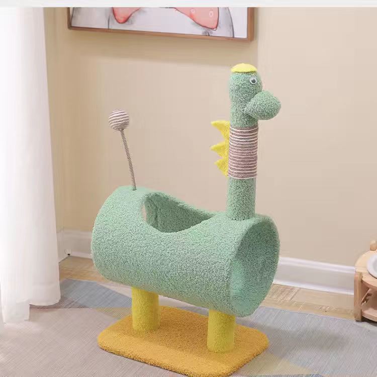 猫用 3WAY 爪とぎ＆遊び・くつろぎスタンド｜ダイナソー＆チキンデザイン